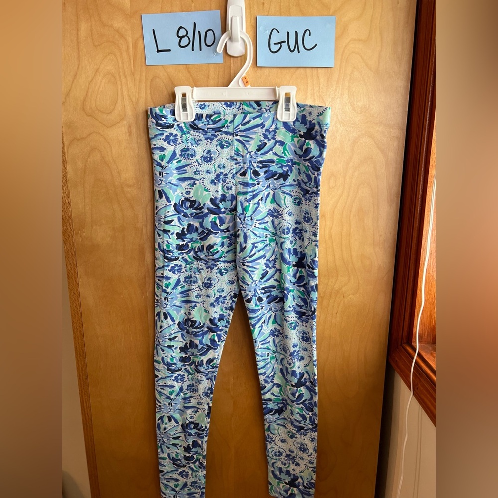 Lilly Pulitzer Blue and Green Floral Kids Leggings